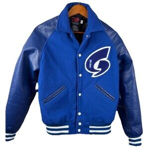 Dilly Letterman Sports Varsity Jacket Blue W/ Blue Arms - Mens Women Size Small